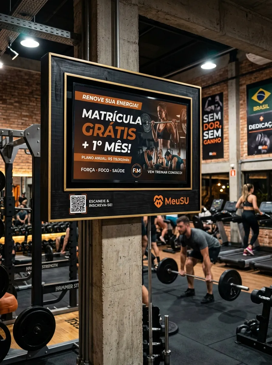 Painel em academia ou studio